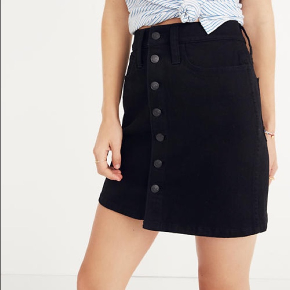 Madewell Black Button Down Denim Mini Skirt